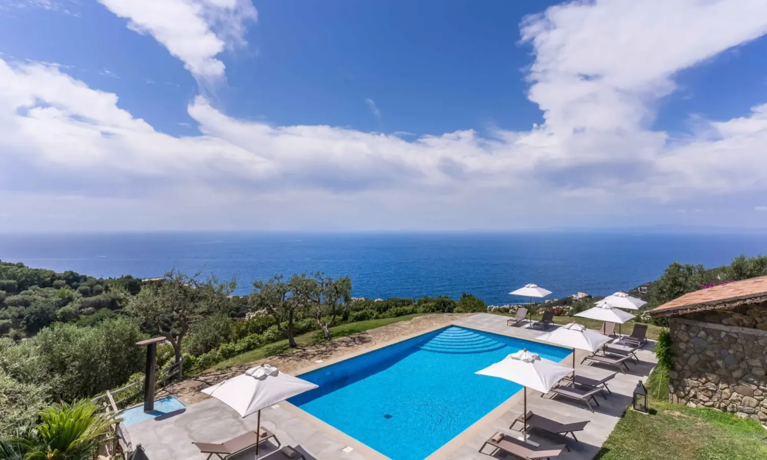 A dip between sky and sea